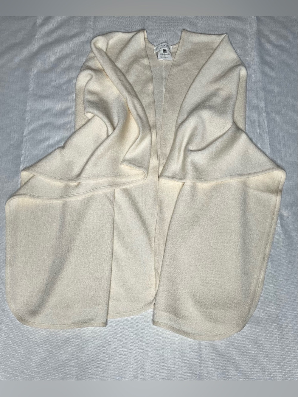 Escada Cream Open-Front Knit Poncho Wrap